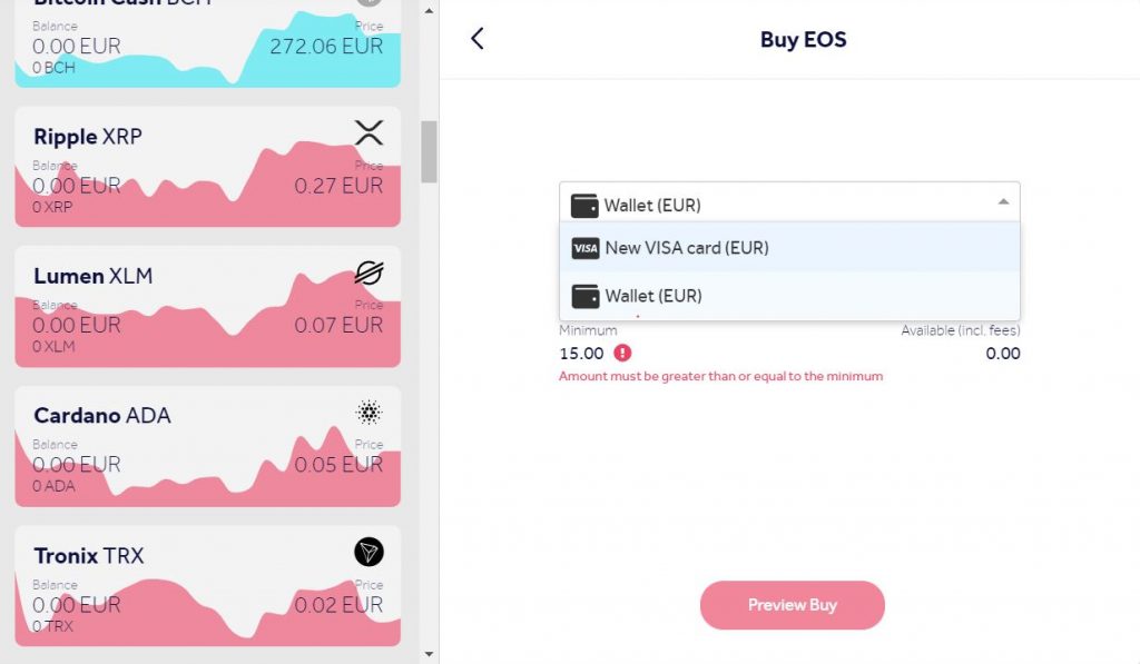 Buy EOS credit card