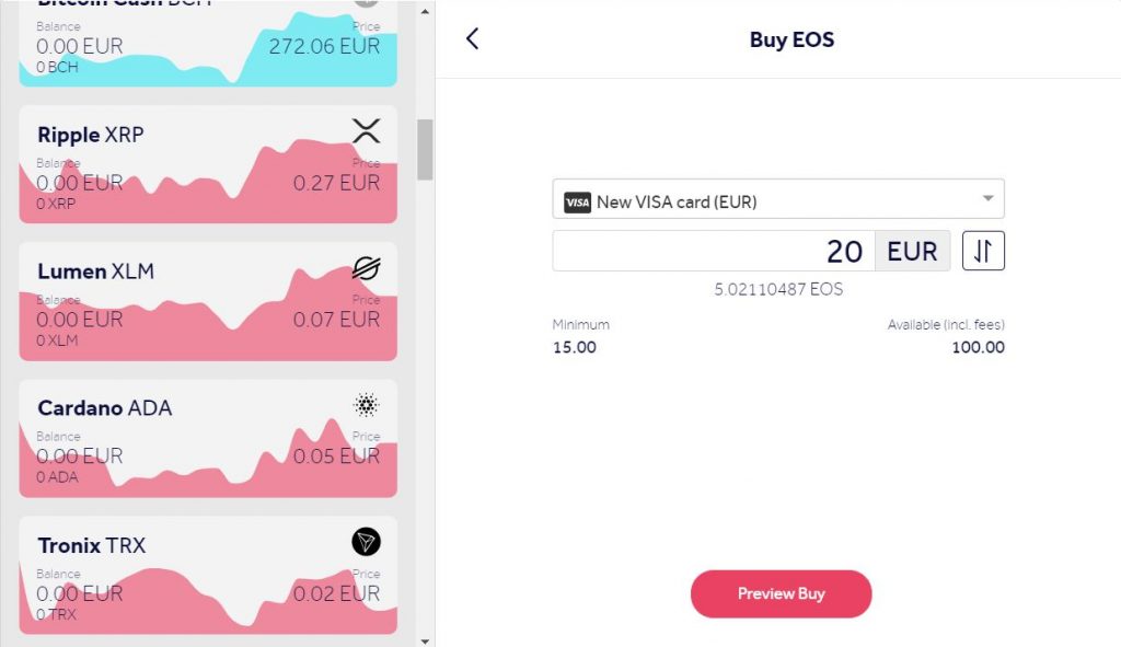Buy EOS credit card