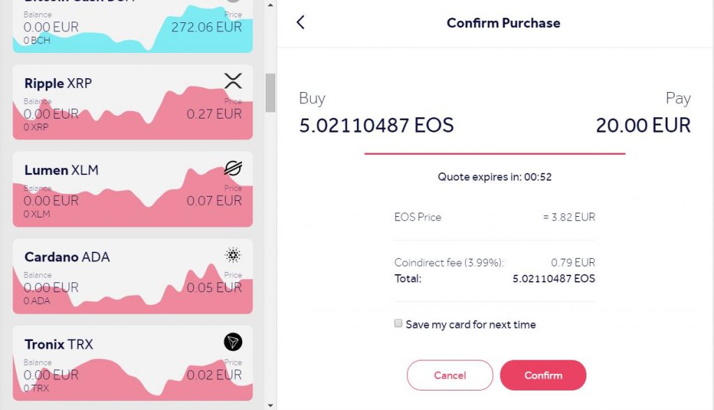 Buy EOS credit card