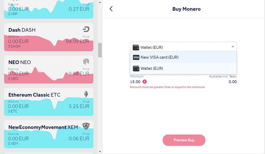Buy Monero XMR credit card