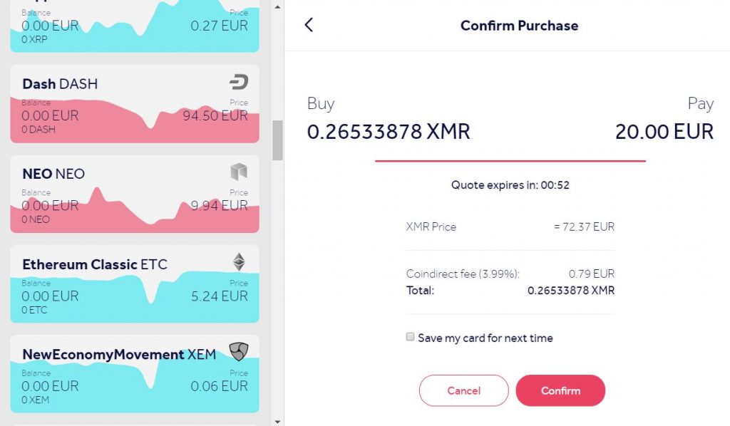 Buy Monero XMR credit card