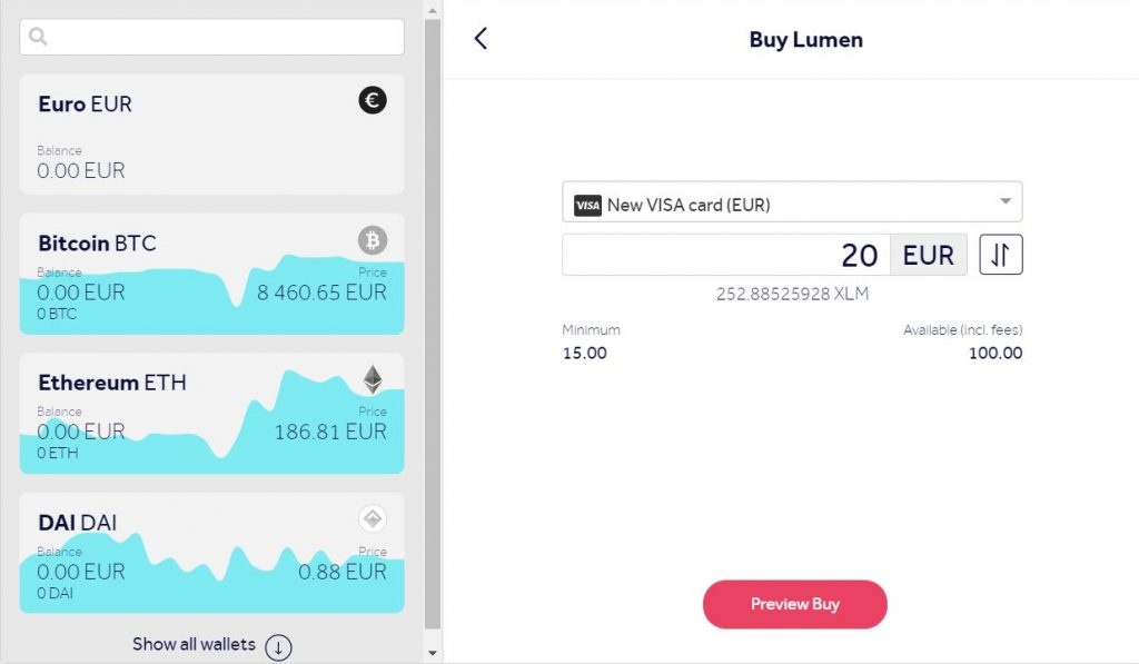 Buy Stellar Lumens credit card