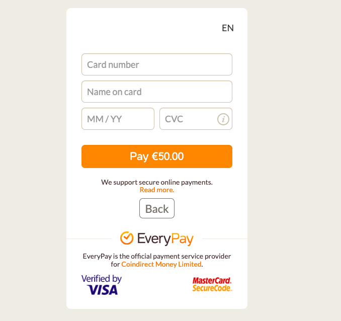 Buy Bitcoin Gold online using a credit card