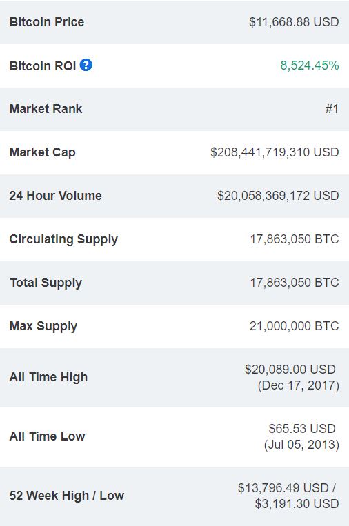 Bitcoin price ROI