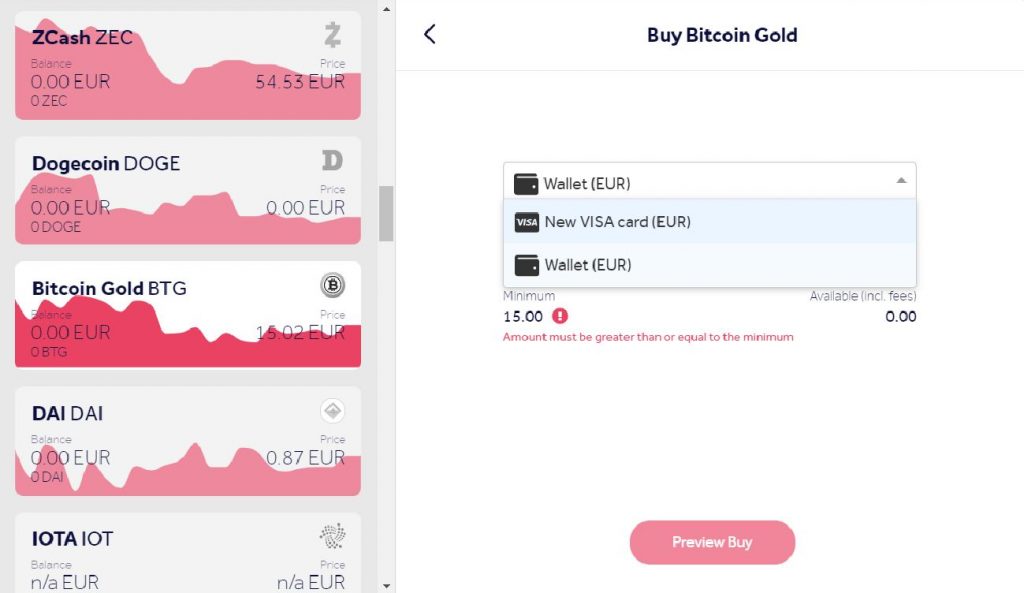 Buy Bitcoin Gold online using a credit card