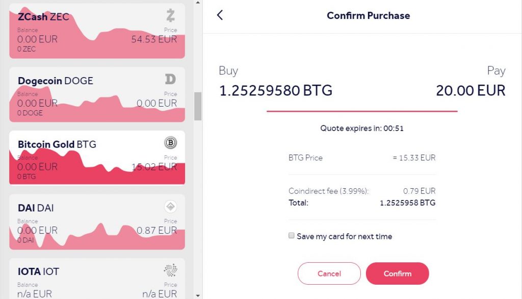 Buy Bitcoin Gold online using a credit card