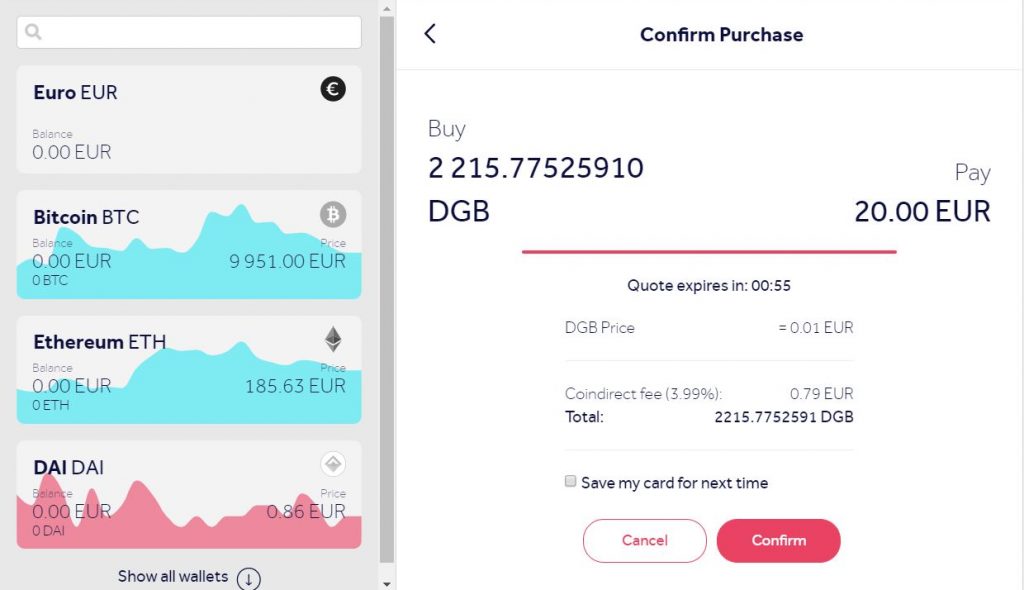 Buy Digibyte (DGB) online using a credit card