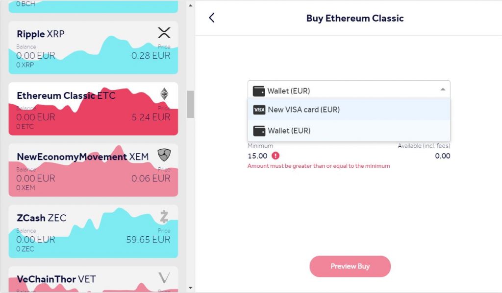 Buy Ethereum Classic using a credit card