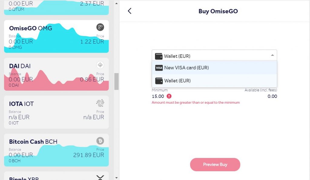 Buy OmiseGo (OMG) online using a credit card