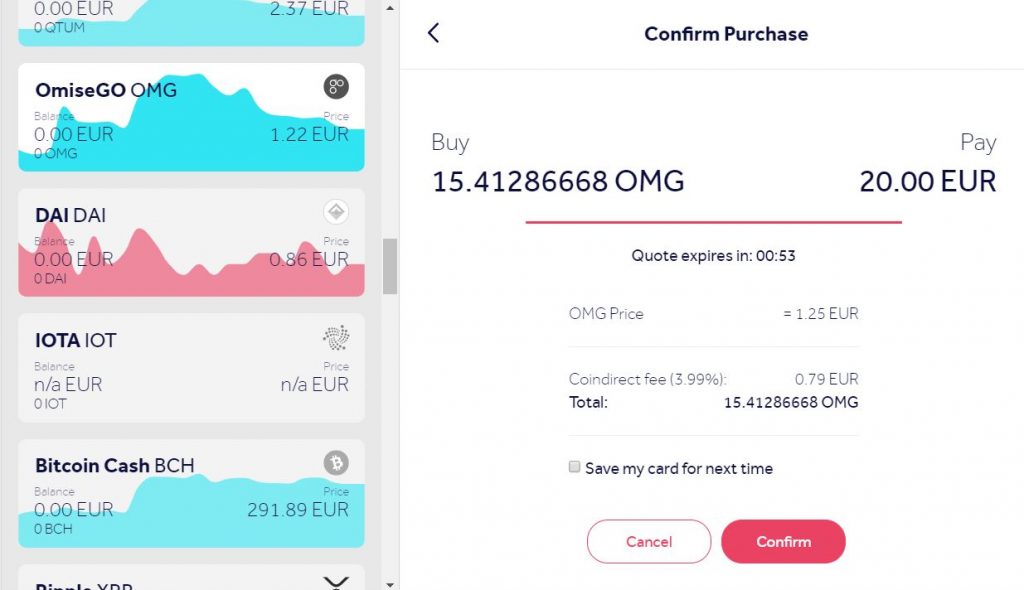 Buy OmiseGo (OMG) online using a credit card