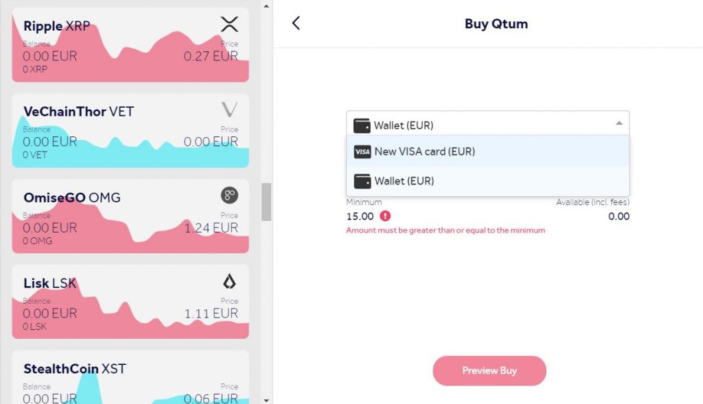 Buy Qtum using a credit card