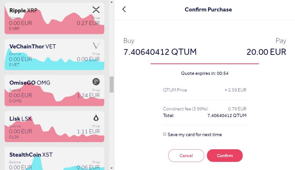 Buy Qtum using a credit card