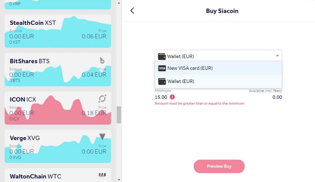 Buy Siacoin (SC) online using a credit card