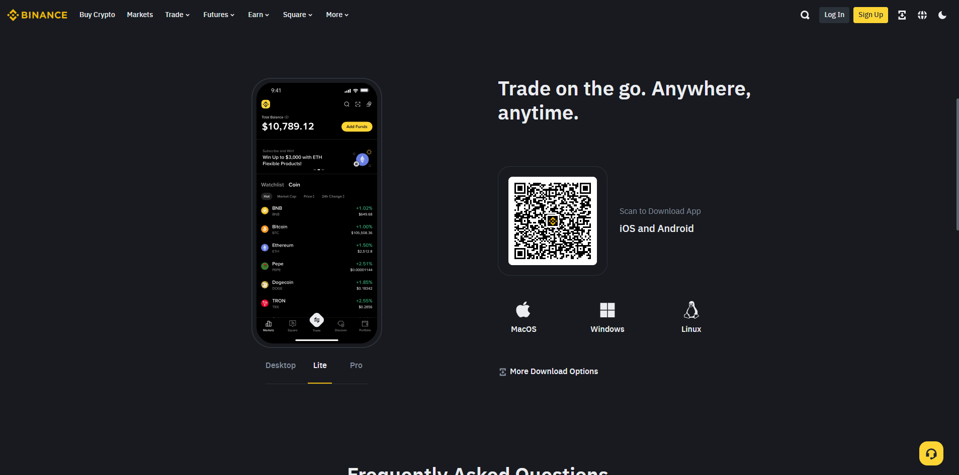 binance homepage