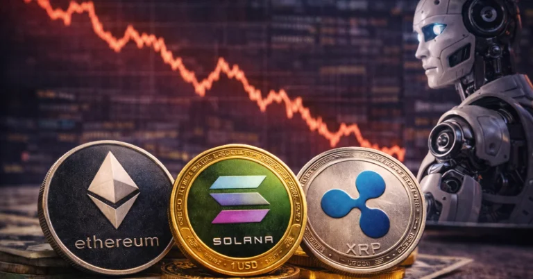ETH, SOL, and XRP extend losses as AI-led equity selloff hits crypto risk appetite